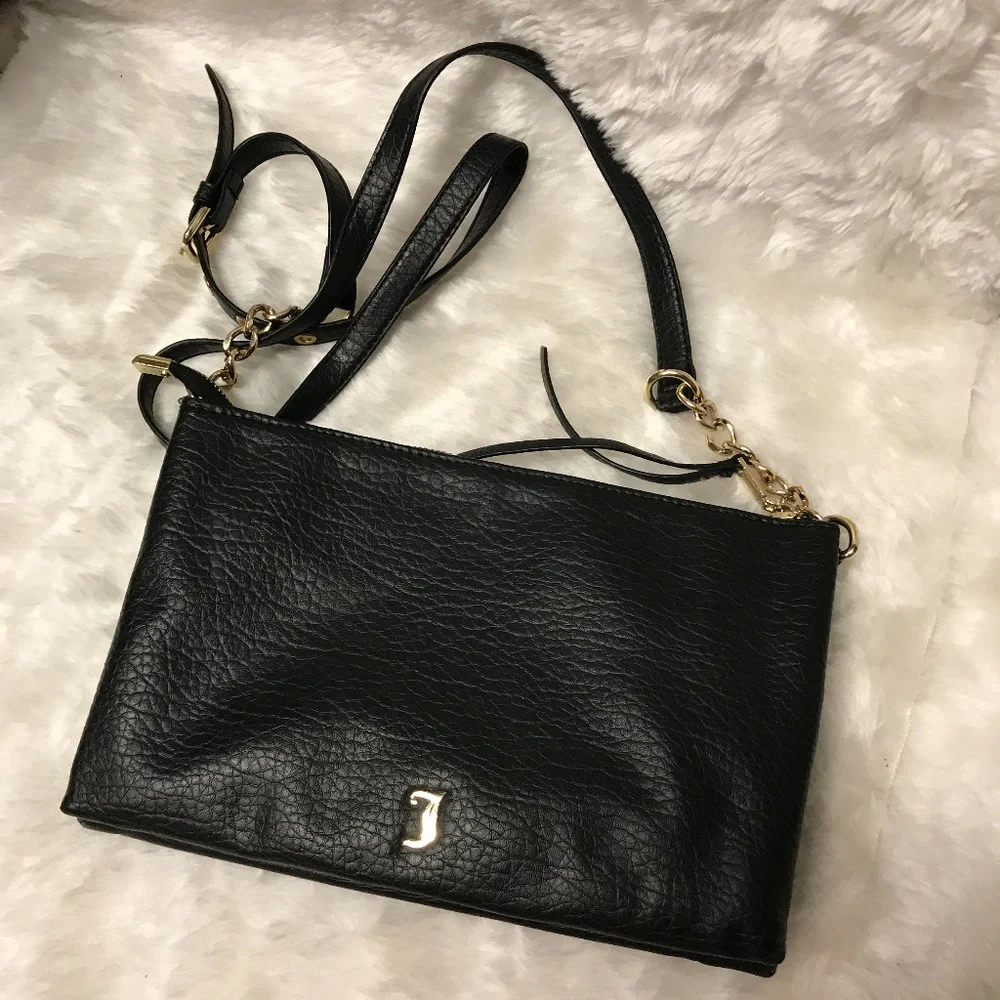 Juicy Couture black purse crossbody goldtone chains leather - Picture 3 of 8